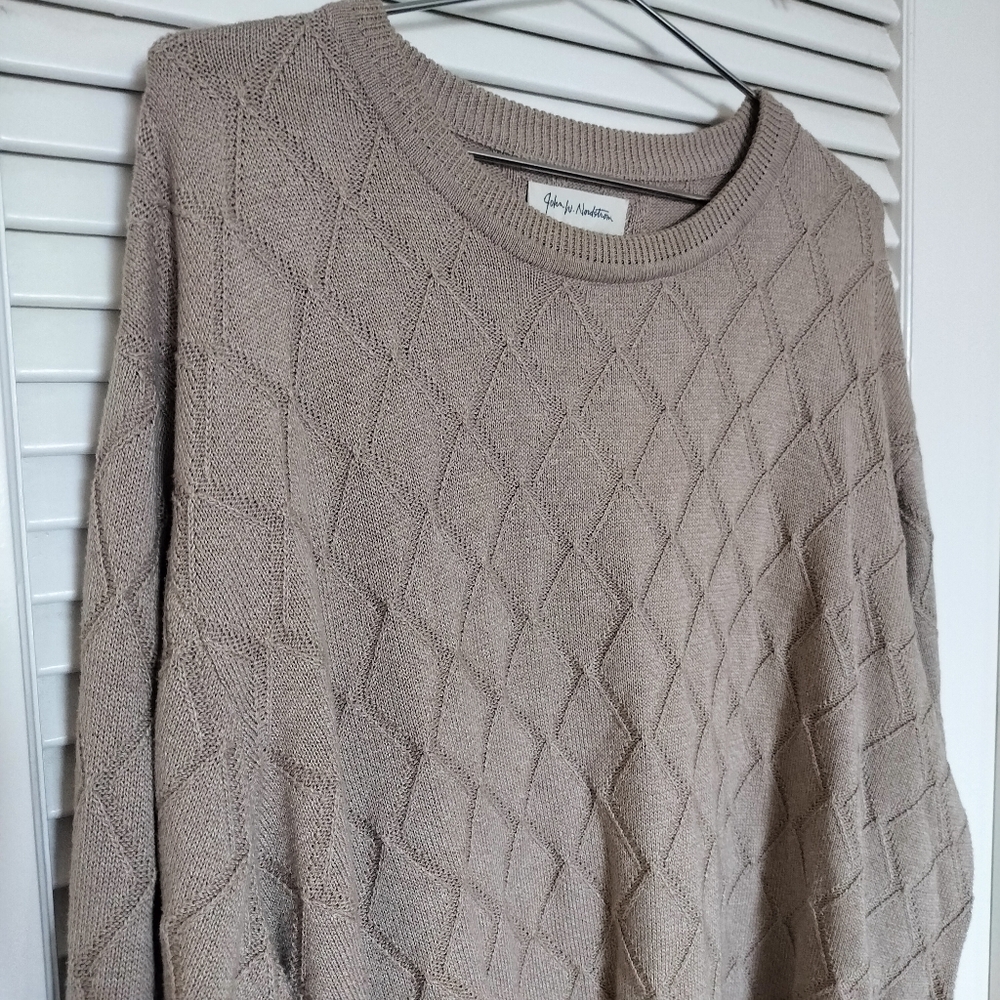 John W. Nordstrom Men's Long Sleeve 100% Pima Cotton Sweater Size XL Beige